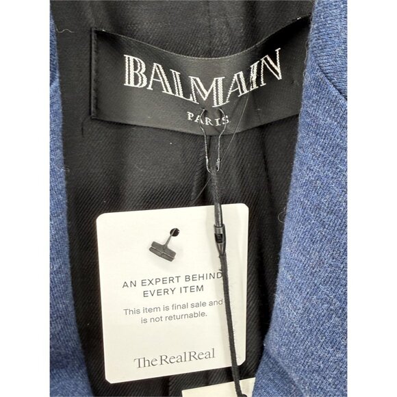 Balmain Blue Cotton Blend Blazer FR 38 / US 6 - Picture 5 of 7